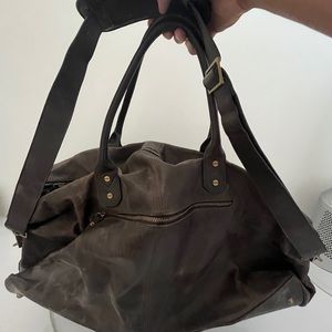 Restoration hardware leather weekender bag
